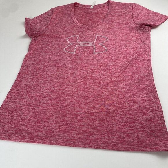 Under Armour Heat Gear Womens T-Shirt Tech V-Neck Twist Short Sleeve Pink Size M - Picture 7 of 11